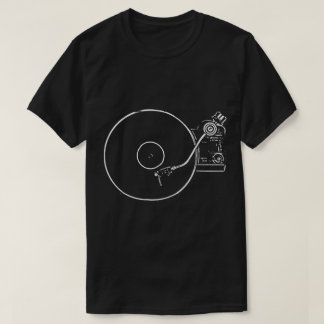 Minimalistische vinyl platenspeler kunst t-shirt