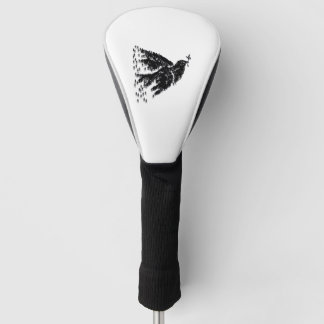 Minimalistische vliegende vredesduif grafische T-s Golfheadcover