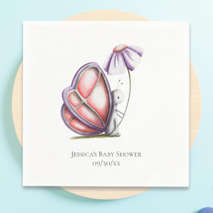 Minimalistische Vlinder Bloem Baby Shower Servet