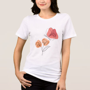 Minimalistische Vlinder- & Bloemenlijn Kunst Tri-Blend Shirt