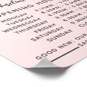    Minimalistische Voeg uw logo toe Openingstijden Poster (Hoek)