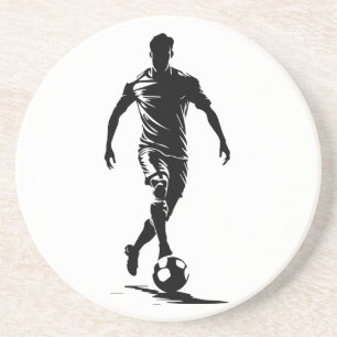 Minimalistische Voetbalspeler Silhouet Kunst Coast Zandsteen Onderzetter