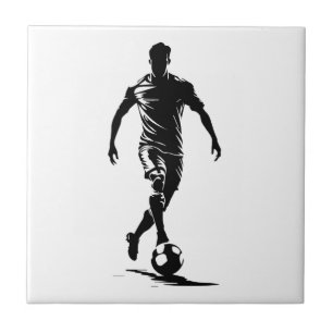 Minimalistische Voetbalspeler Silhouet Kunst Tegeltje