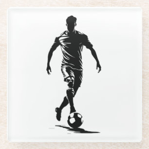 Minimalistische Voetbalspeler Silhouette Kunst Coa Glazen Onderzetter