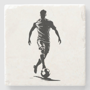Minimalistische Voetbalspeler Silhouette Kunst Ond Stenen Onderzetter