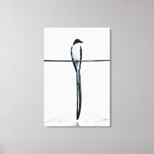 Minimalistische vogel op draad fotografie canvas afdruk