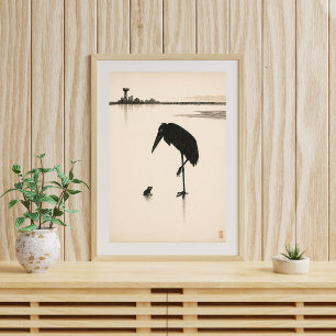 Minimalistische Vogelillustratie Kraai Silhouet Poster