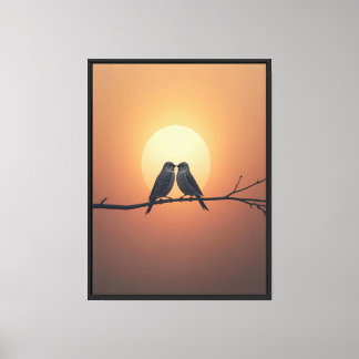 Minimalistische vogels huis decor Uitgerekte Canva Canvas Afdruk