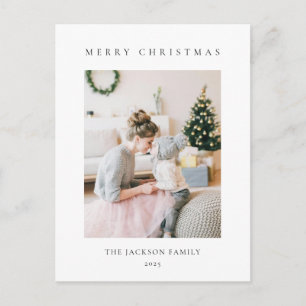 Minimalistische vrolijke kerst familie foto feestdagenkaart