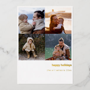 Minimalistische vrolijke kerst vet 4 foto-raster g folie feestdagenkaart