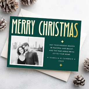 Minimalistische vrolijke kerstdagen moderne retro folie feestdagenkaart