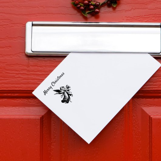 Minimalistische  vrolijke kerstengel 	rubberstempel