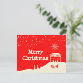 Minimalistische vrolijke kerststal feestdagenkaart (Staand voorkant)