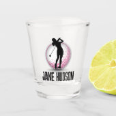 Minimalistische vrouw golfer-roze bal ontwerp shot glas (Voorkant)
