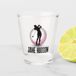 Minimalistische vrouw golfer-roze bal ontwerp shot glas