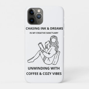 MINIMALISTISCHE VROUW LEZEN & COFFEE LIJN KUNST PO iPhone 11 PRO HOESJE