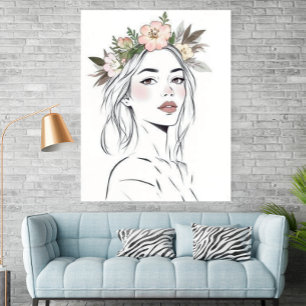 Minimalistische vrouw lijnkunst Scandinavisch Poster