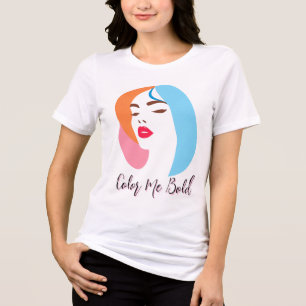 Minimalistische vrouw met kleurrijk haar Tri-Blend shirt
