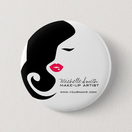 Minimalistische vrouw silhouet zwart schoonheidssa ronde button 5,7 cm (Voorkant)