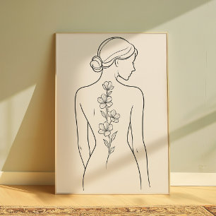 Minimalistische vrouwelijke lijn botanische vrouw poster