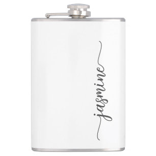 Minimalistische Vrouwelijke Witte Monogram Naam Sc Heupfles
