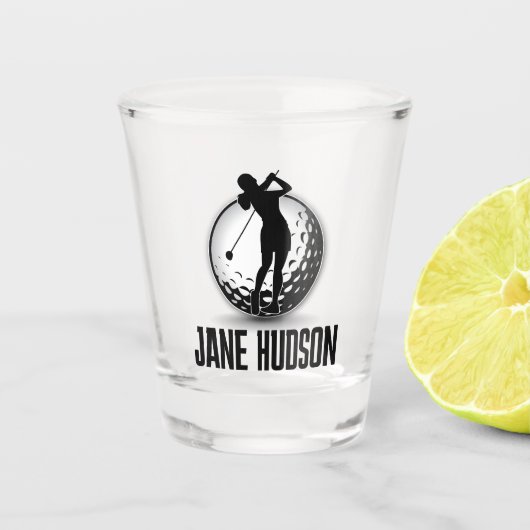 Minimalistische Vrouwen Golf Monogram Ontwerp Shot Glas (Voorkant)