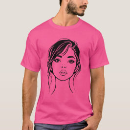 Minimalistische Vrouwengezicht Lijnkunst Portret T-shirt