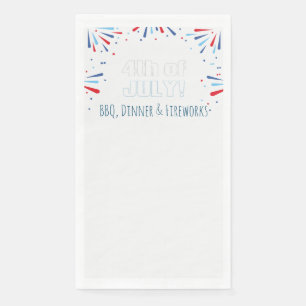 Minimalistische vuurwerk met Vier Juli-tekst Servet