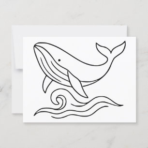 Minimalistische walvislijn kunst – Oceandier Briefkaart