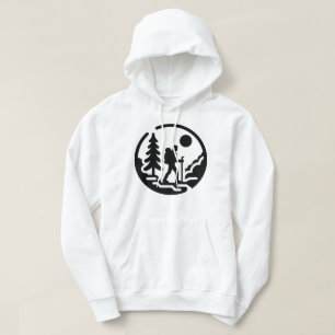 Minimalistische wandelaar Silhouet met Natuur Scen Hoodie