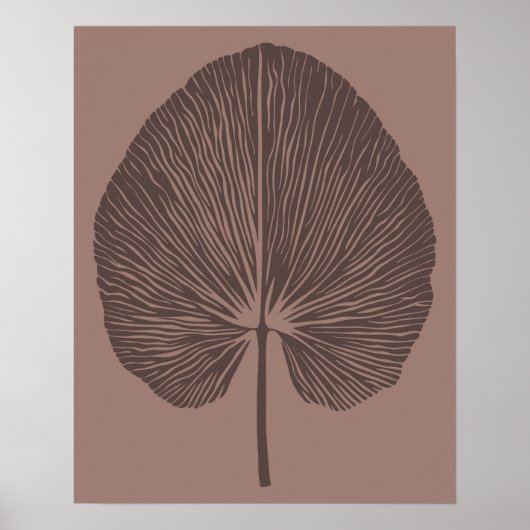Minimalistische Warm Mocha Bruin Botanische Block  Poster (Voorkant)