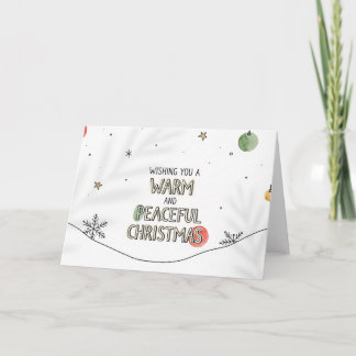 Minimalistische warme en vreedzame kerstkunst feestdagen kaart