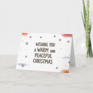 Minimalistische warme en vreedzame kerstlettering feestdagen kaart