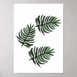 Minimalistische Watercolor Tropische Palmbladeren Poster