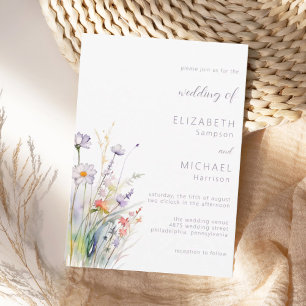 Minimalistische Watercolor Wilde Bloemen Tuin Trou Kaart