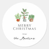 Minimalistische waterverf botanische begroeiing ronde sticker (Voorkant)