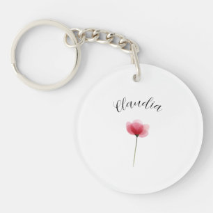 Minimalistische waterverf botanische bloem trendy sleutelhanger