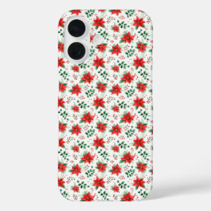 Minimalistische Waterverf Botanische Poinsettia iPhone 16 Hoesje