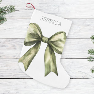 Minimalistische Waterverf Bow Green White Christma Kleine Kerstsok