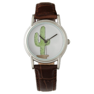 Minimalistische Waterverf Cactus horloge zonder ci