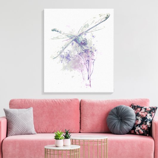 Minimalistische Waterverf Dragonfly Farmhouse Prin Canvas Afdruk (Insitu (Woonkamer))