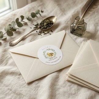 Minimalistische Waterverf Eendenbaby Shower Envelo Ronde Sticker
