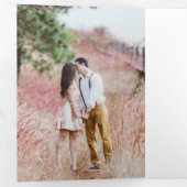 Minimalistische waterverf groen bruiloft alles in drieluik uitnodiging (Binnenzijde eerst)