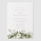 Minimalistische Waterverf Groen Moderne bruiloft Vellum Uitnodigingen (Voorkant)
