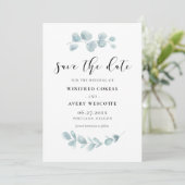 Minimalistische waterverf groen save the date (Staand voorkant)