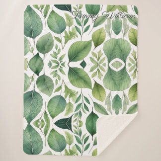 Minimalistische Waterverf groene bladeren Sherpa Deken