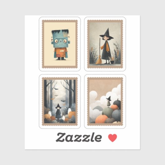 Minimalistische Waterverf Halloween stempels Sticker (Vel)