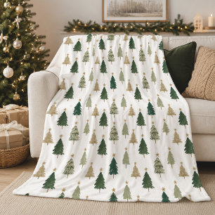 Minimalistische Waterverf Kerstboom Dekbed Fleece Deken