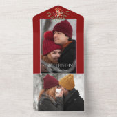 Minimalistische Waterverf Mistletoe Kerstfoto All In One Uitnodiging (Binnen)