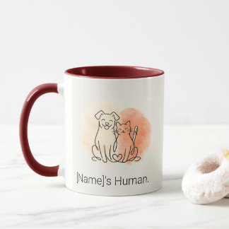 Minimalistische waterverf mok met hond en kat en n